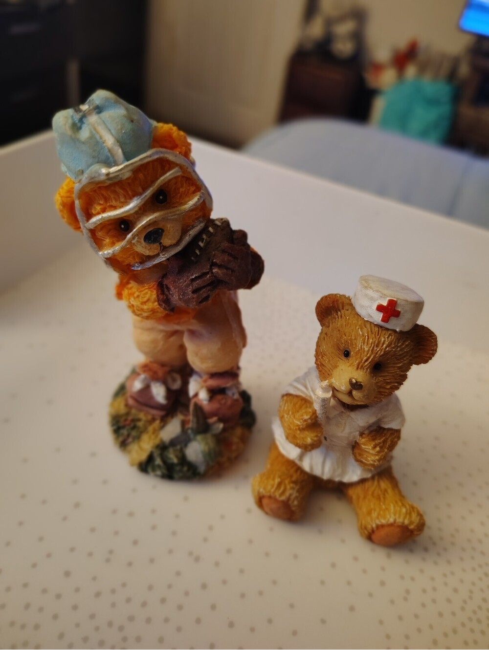 Vintage Resin Teddy Bear Figurine Lot of 6 Nurse, Mummy, Chef, Couple & More